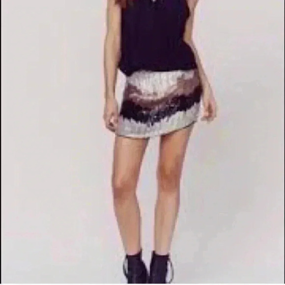 Blu Moon Zig Zag Sequin Mini Skirt Size Small $220 Disco Party - Picture 2 of 11